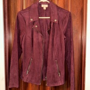 Style & Co woman’s jacket from Macys.

Color burgundy. Size small